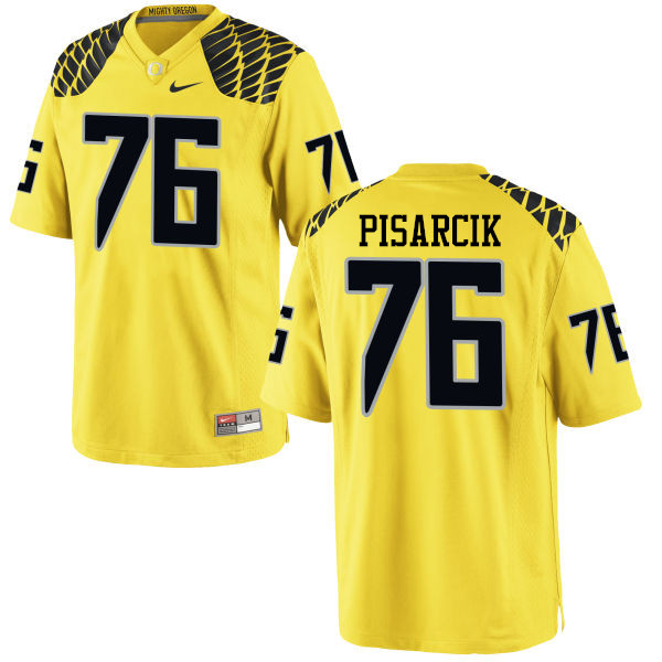 Men #76 Jake Pisarcik Oregon Ducks College Football Jerseys-Yellow - Click Image to Close